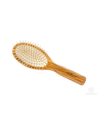 Olivová pneu kefa na vlasy s drevenými ostňami - 9-radová